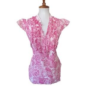 Vintage Joie Y2K Cotton Pink Summer Blouse Large